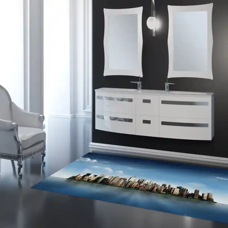 Tappeto Passatoia Salotto Cucina Bagno Lavabile Paesaggio Città Mare Isola - PAE0007