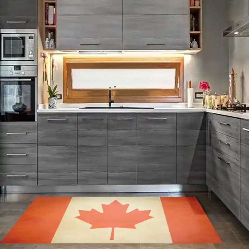 Tappeto Passatoia Salotto Cucina Bagno Lavabile Stampa Digitale Bandiera Vintage Rosso Bianco-CANADA