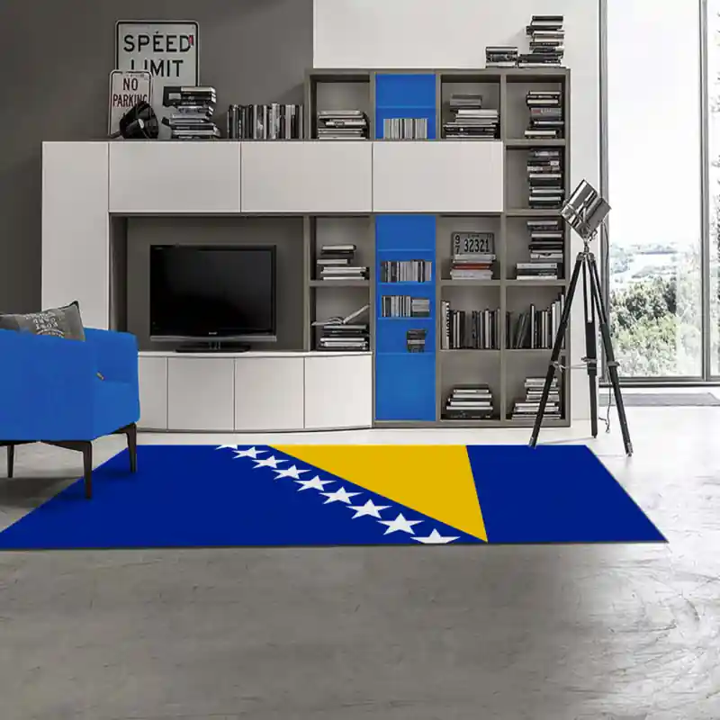 Tappeto Passatoia Salotto Cucina Bagno Lavabile Stampa Digitale Bandiera Blu e Giallo - BOSNIA