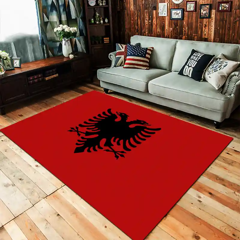 Tappeto Passatoia Salotto Cucina Bagno Lavabile Stampa Digitale Bandiera Rossa - ALBANIA