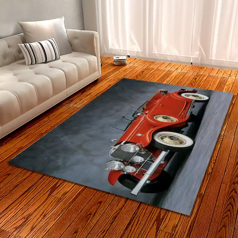 Tappeto Passatoia Arredo Salotto Cucina Bagno Lavabile Stampa Digitale Auto D'Epoca Rossa - ADE0004