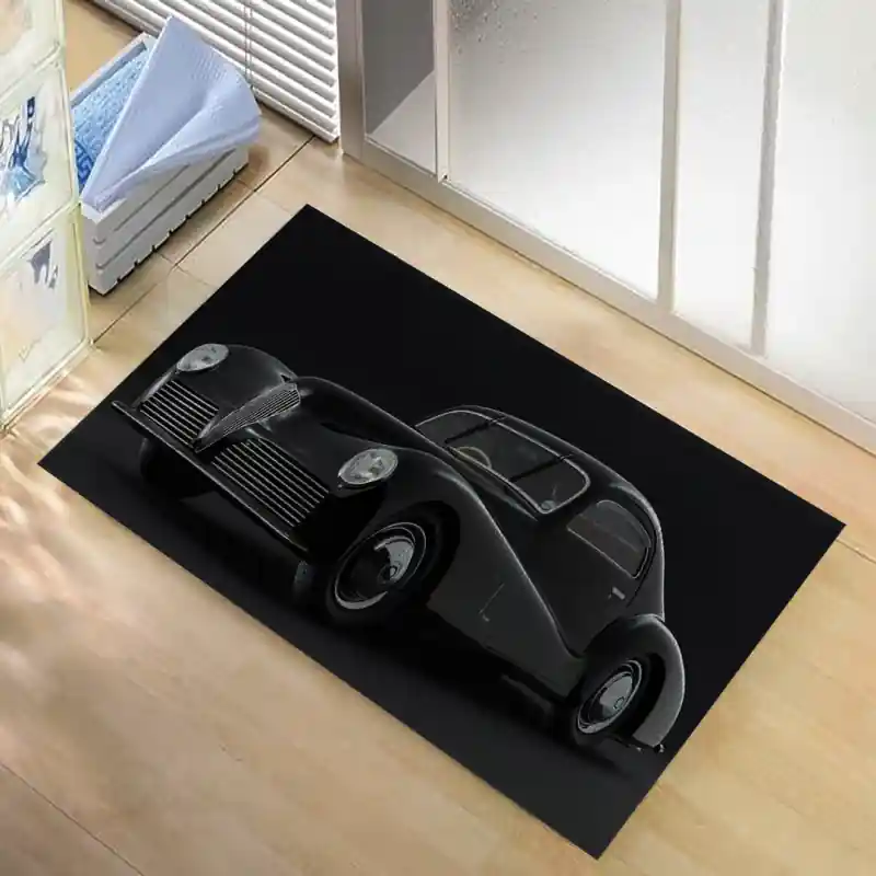 Tappeto Passatoia Arredo Salotto Cucina Bagno Lavabile Stampa Digitale Auto D'Epoca Nera - ADE0003