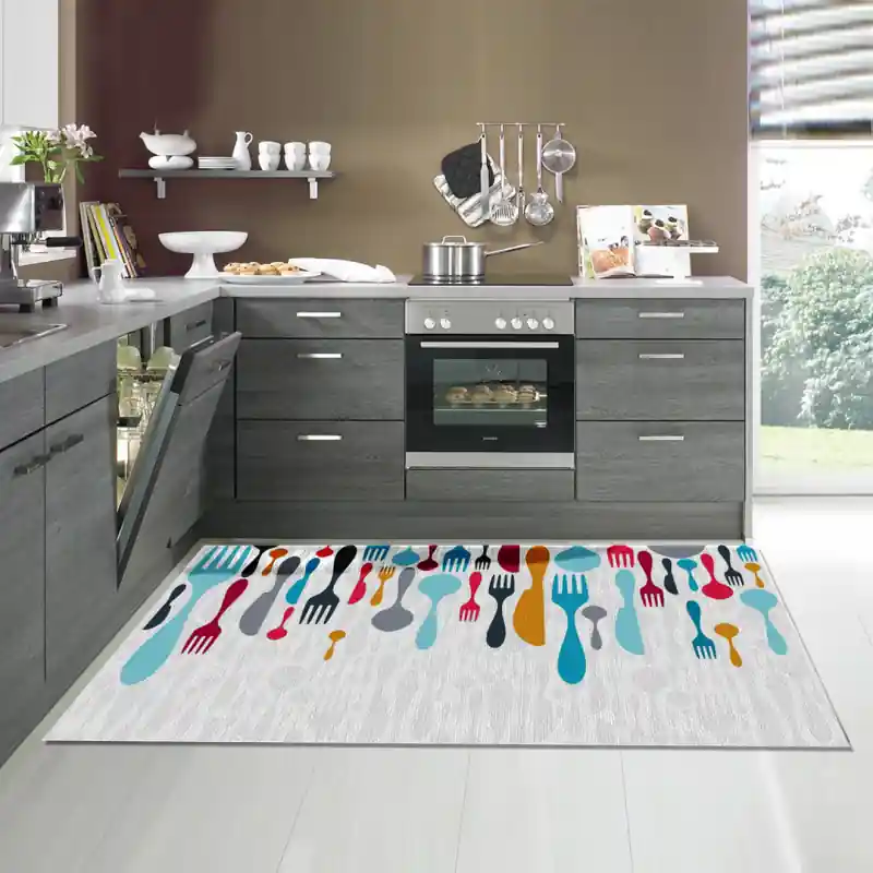Tappeto Passatoia Arredo Salotto Cucina Bagno Lavabile Stampa Digitale Ristorante Posate - RIST0004
