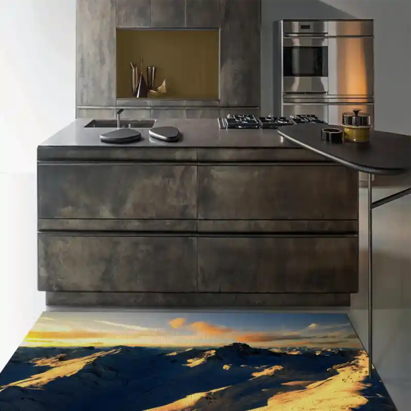 Tappeto Passatoia Salotto Cucina Bagno Lavabile Paesaggio Ghiacciaio Tramonto Neve - PAE0074