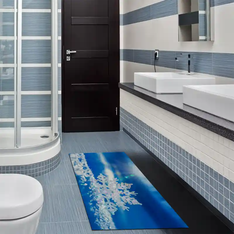 Tappeto Passatoia Salotto Cucina Bagno Lavabile Paesaggio Inverno Fiocco Neve Ghiaccio - PAE0070