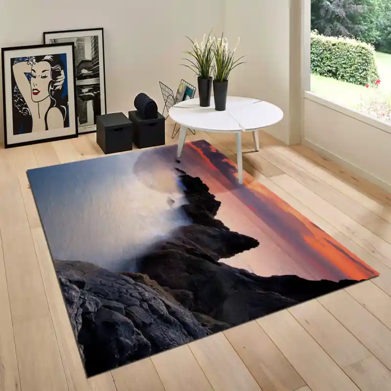 Tappeto Passatoia Salotto Cucina Bagno Lavabile Paesaggio Monti Rocce Nuvole Alba Altezza - PAE0057