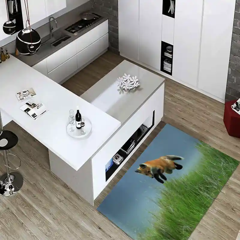 Tappeto Passatoia Arredo Salotto Cucina Bagno Lavabile Stampa Digitale Volpe Salto Prato - VOL0002