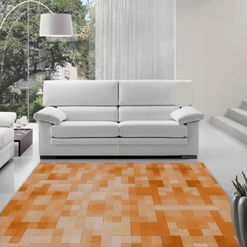 Tappeto Passatoia Salotto Cucina Bagno Lavabile Antiscivolo Moderno Geometrico Arancio - MOD5014