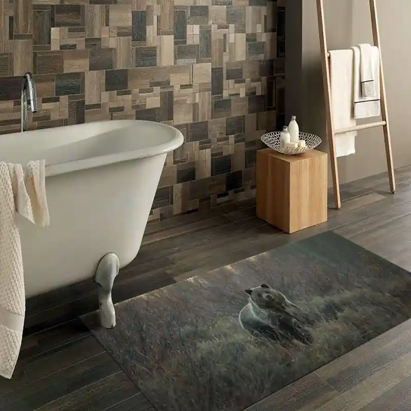 Tappeto Passatoia Arredo Salotto Cucina Bagno Lavabile Stampa Digitale Orso Bruno Natura - OR0039