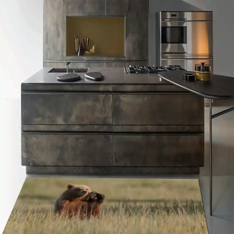 Tappeto Passatoia Arredo Salotto Cucina Bagno Lavabile Stampa Digitale Orso Bruno Prato - OR0038