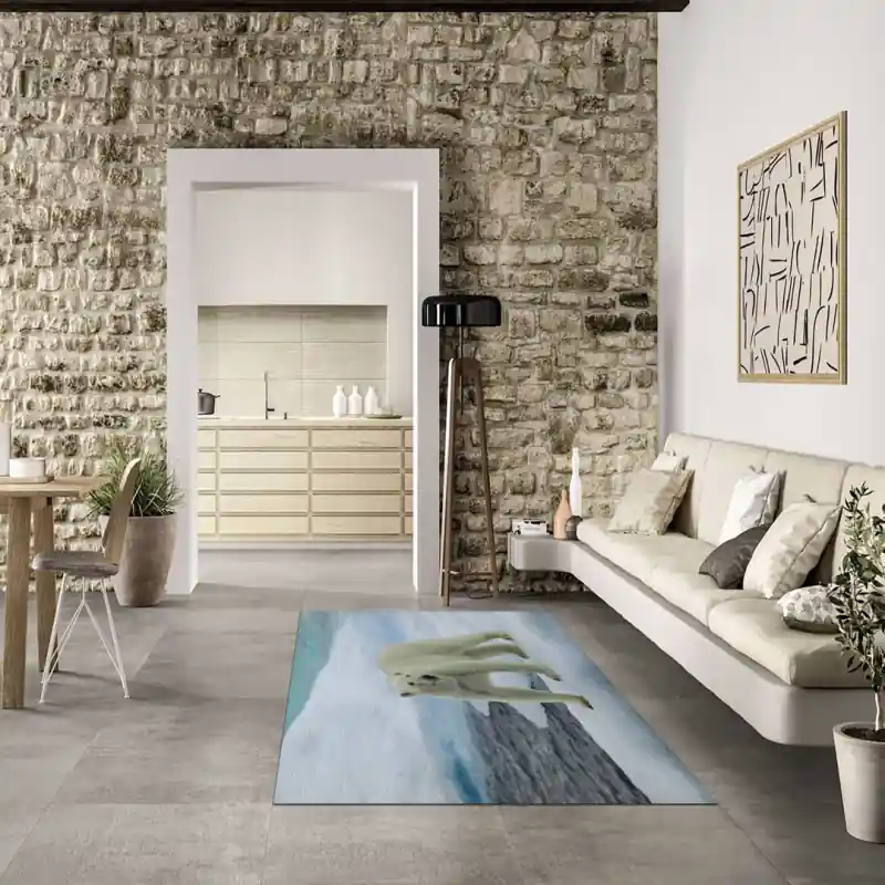 Tappeto Passatoia Arredo Salotto Cucina Bagno Lavabile Stampa Digitale Orso Polare Ghiaccio - OR0037