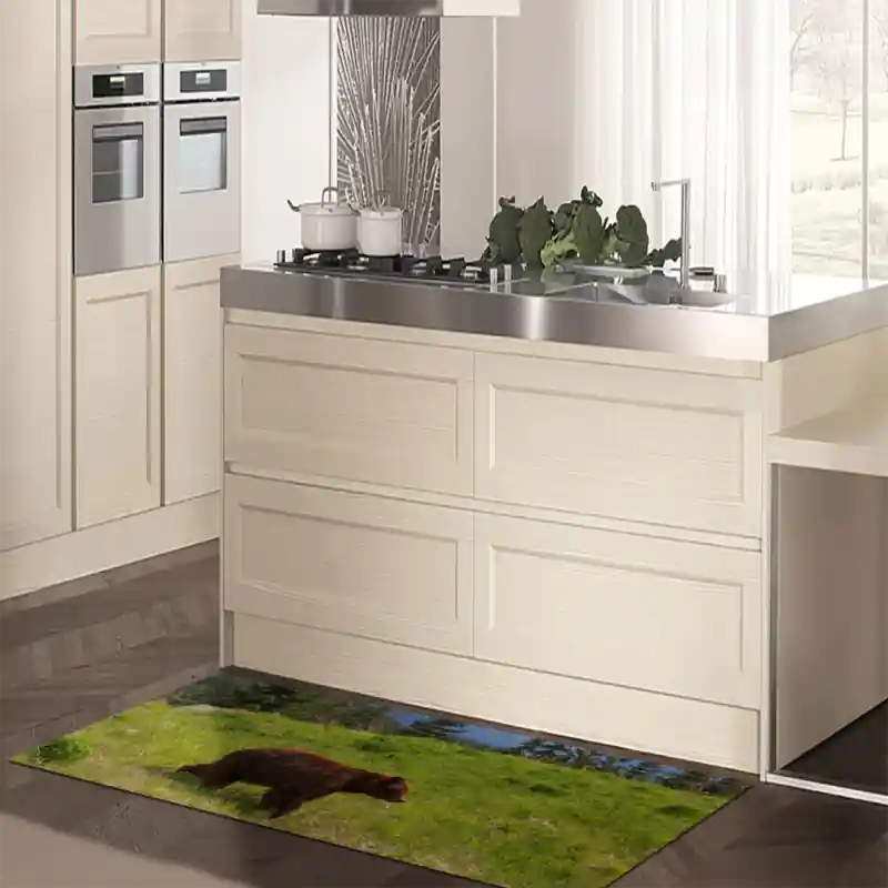 Tappeto Passatoia Arredo Salotto Cucina Bagno Lavabile Stampa Digitale Orso Bruno - OR0029