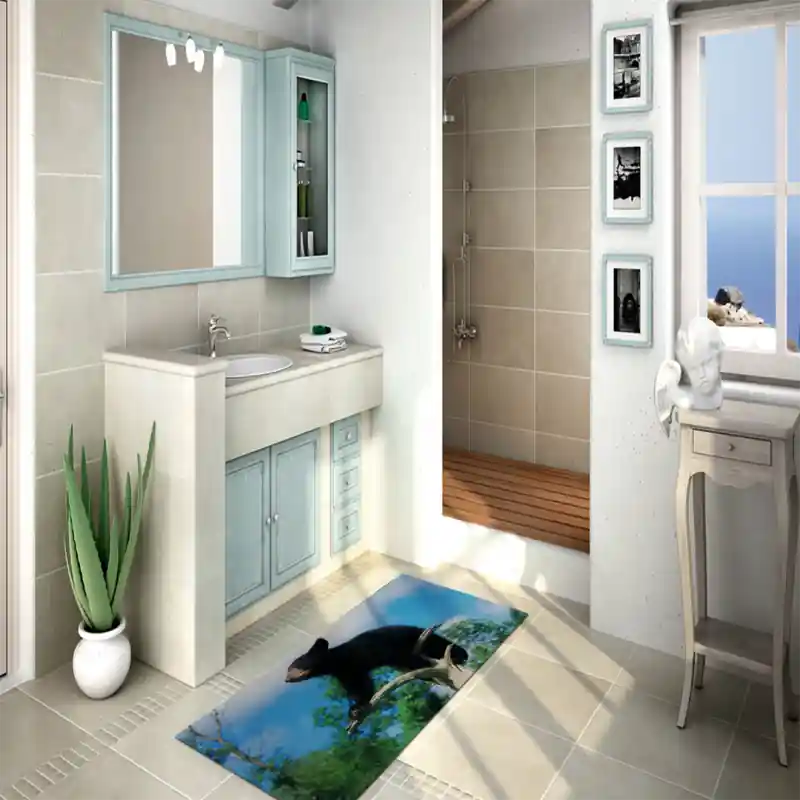Tappeto Passatoia Arredo Salotto Cucina Bagno Lavabile Stampa Digitale Orso Bruno Cucciolo - OR0027