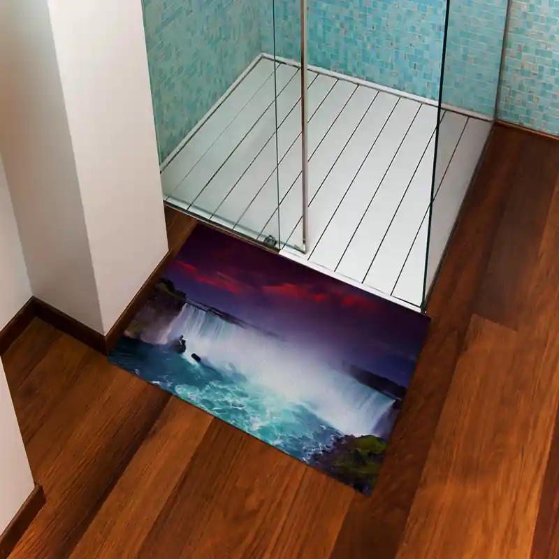 Tappeto Passatoia Salotto Cucina Bagno Lavabile Paesaggio Cascate Del Niagara Cielo Viola - PAE0121