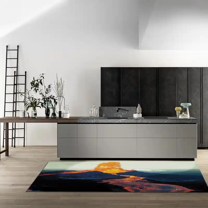 Tappeto Passatoia Salotto Cucina Bagno Lavabile Paesaggio Vulcano Diagram Lava Eurzione - PAE0116
