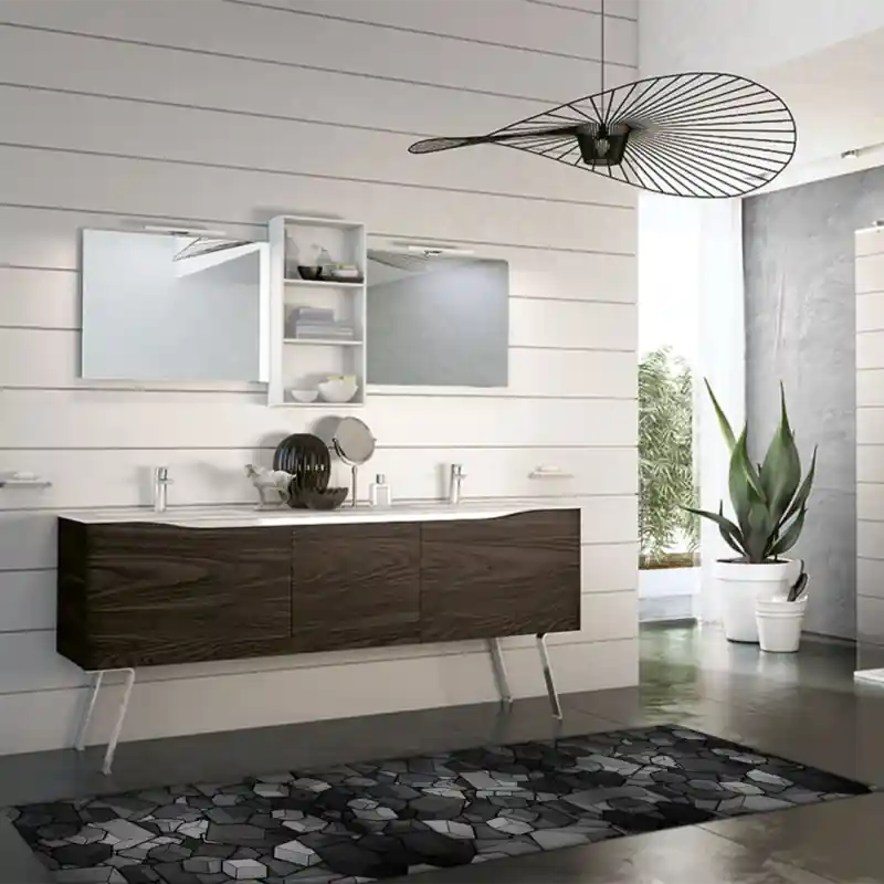 Tappeto Passatoia Salotto Cucina Bagno Lavabile Antiscivolo Moderno Quadrato Grigio- MOD5089