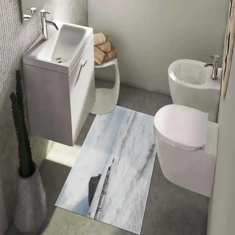 Tappeto Passatoia Salotto Cucina Bagno Lavabile Paesaggio Oceano Onde Nubi Isola Pontile - PAE0107