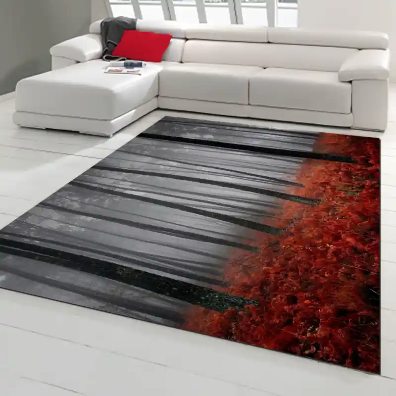 Tappeto Passatoia Salotto Cucina Bagno Lavabile Paesaggio Foresta Foglie Autunno Arancio - PAE0083