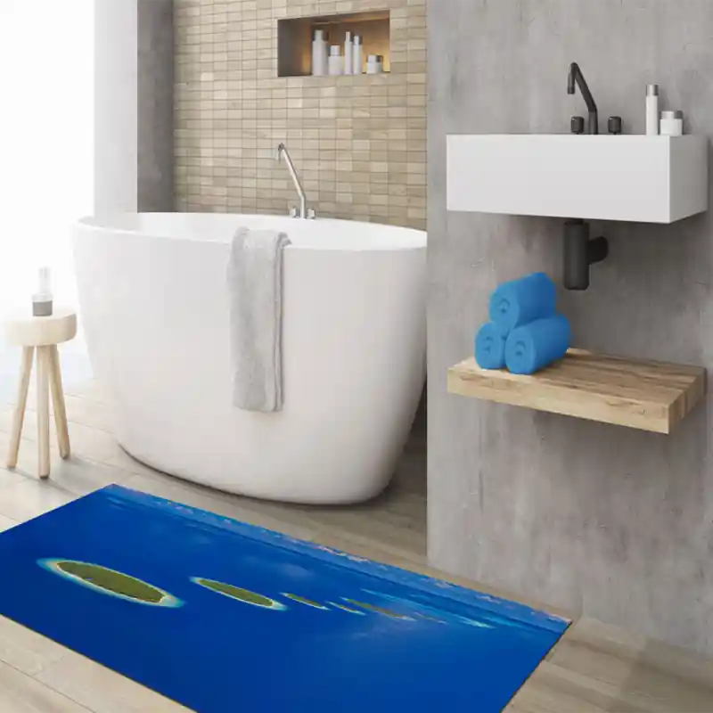 Tappeto Passatoia Salotto Cucina Bagno Lavabile Paesaggio Atolli Maldive Vista Aerea Mare - PAE0082