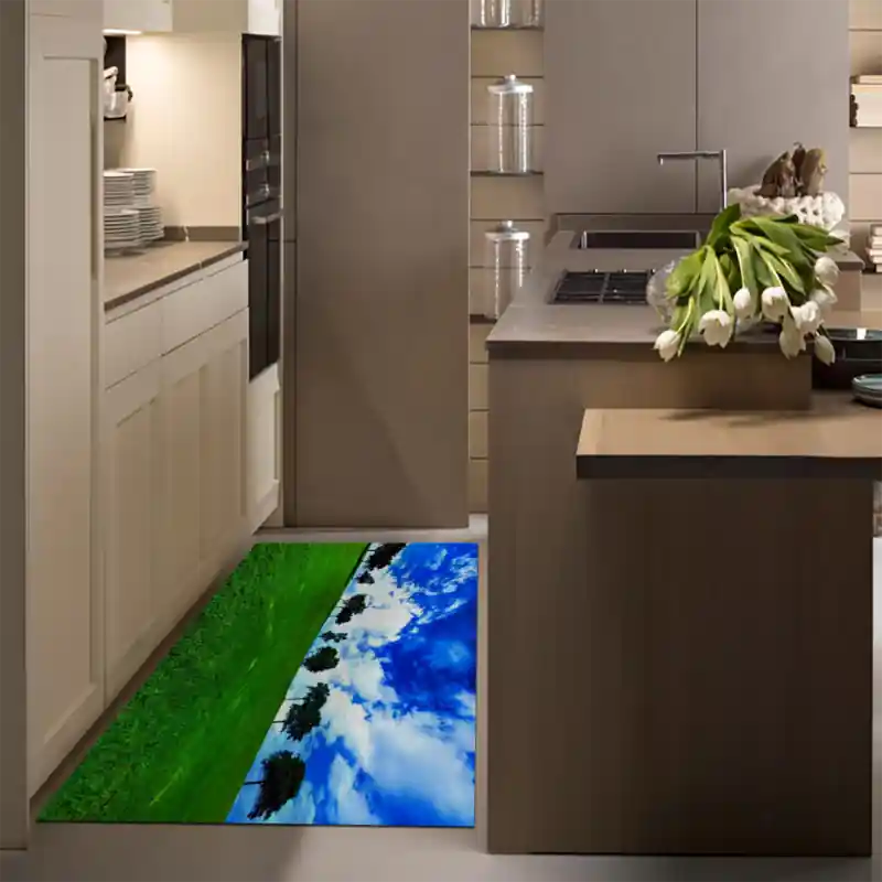 Tappeto Passatoia Salotto Cucina Bagno Lavabile Paesaggio Prateria Erba Cielo Azzurro - PAE0080
