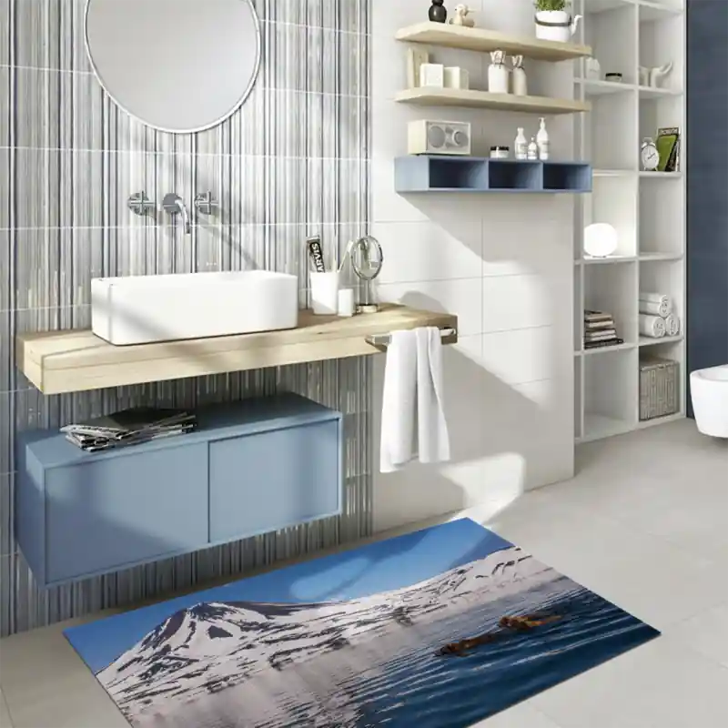 Tappeto Passatoia Arredo Salotto Cucina Bagno Lavabile Stampa Digitale Orsi famiglia Nuoto - OR0018