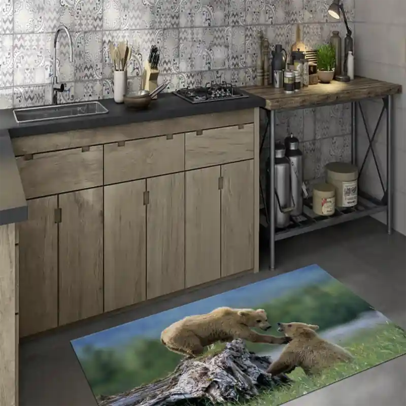 Tappeto Passatoia Arredo Salotto Cucina Bagno Lavabile Stampa Digitale Orsi Cuccioli - OR0017