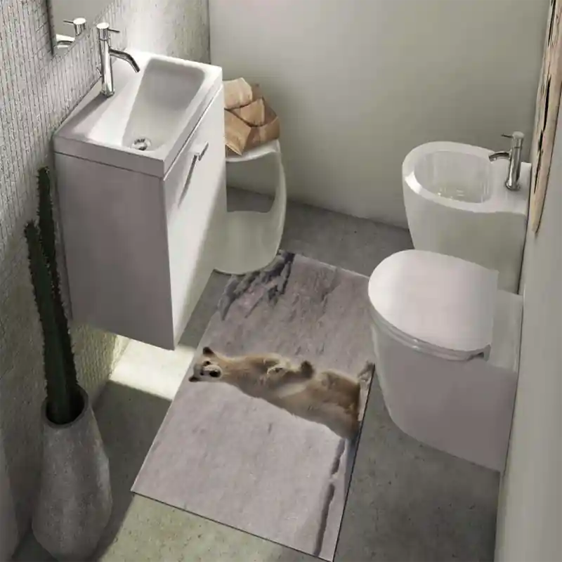 Tappeto Passatoia Arredo Salotto Cucina Bagno Lavabile Stampa Digitale Orso Polare Neve - OR0012