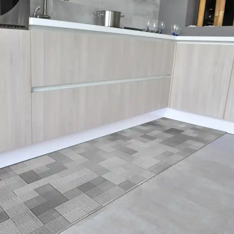 Tappeto Passatoia Salotto Cucina Bagno Lavabile Antiscivolo Moderno Geometrico Grigio - MOD5011