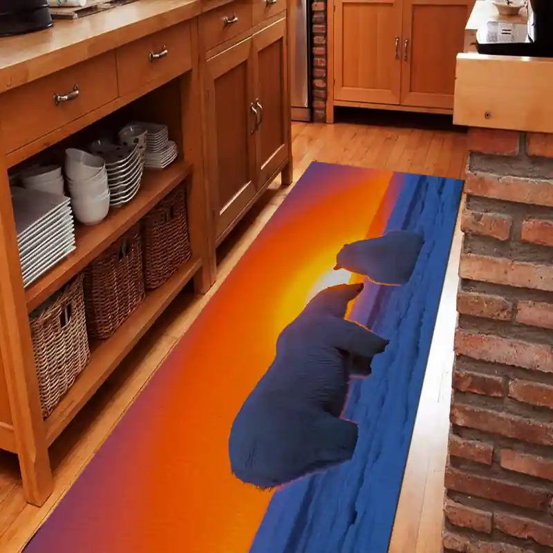 Tappeto Passatoia Arredo Salotto Cucina Bagno Lavabile Stampa Digitale Orsi nella Neve - OR0008