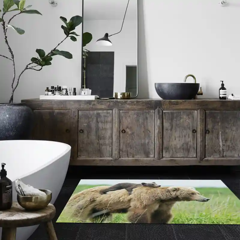 Tappeto Passatoia Arredo Salotto Cucina Bagno Lavabile Stampa Digitale Orso e Cucciolo - OR0006