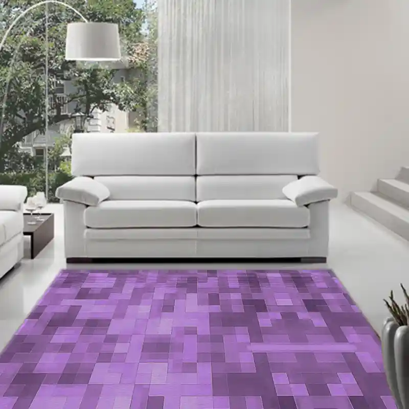 Tappeto Passatoia Salotto Cucina Bagno Lavabile Antiscivolo Moderno Geometrico Viola - MOD5010