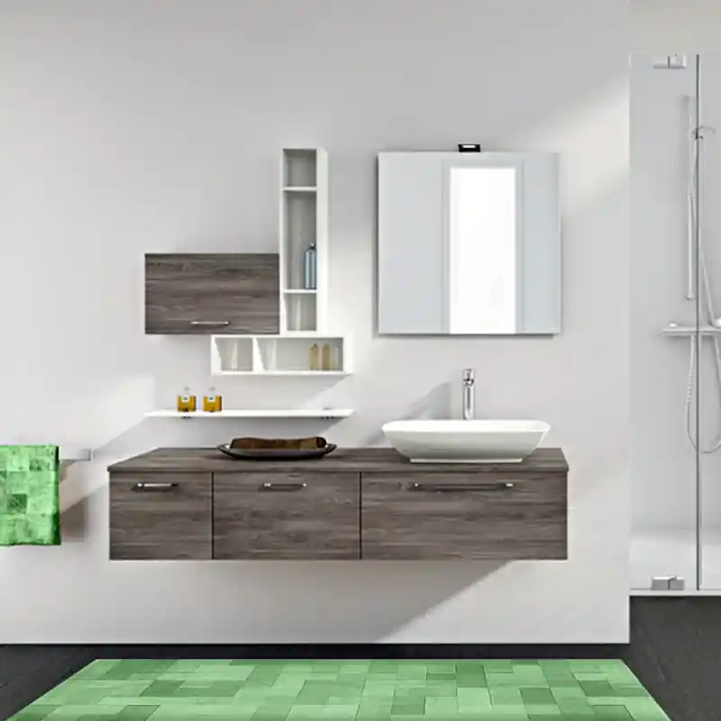 Tappeto Passatoia Salotto Cucina Bagno Lavabile Antiscivolo Moderno Geometrico Verde - MOD5009