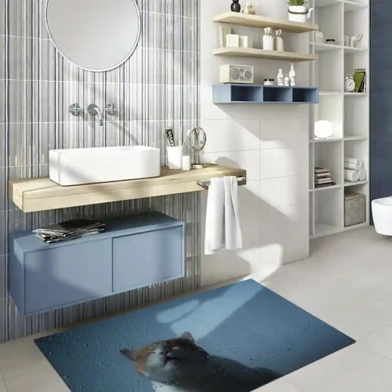 Tappeto Passatoia Salotto Cucina Bagno Lavabile Stampa Digitale Gatto Pioggia - GAT0045