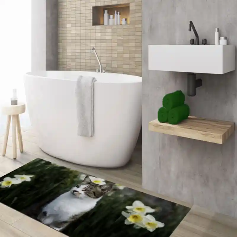 Tappeto Passatoia Salotto Cucina Bagno Lavabile Stampa Digitale Gatto Europeo Prato - GAT0033