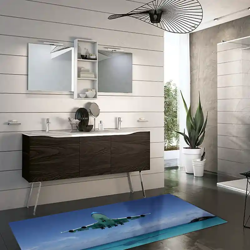 Tappeto Passatoia Arredo Salotto Cucina Bagno Lavabile Antiscivolo Stampa Digitale Aerei - AER0005