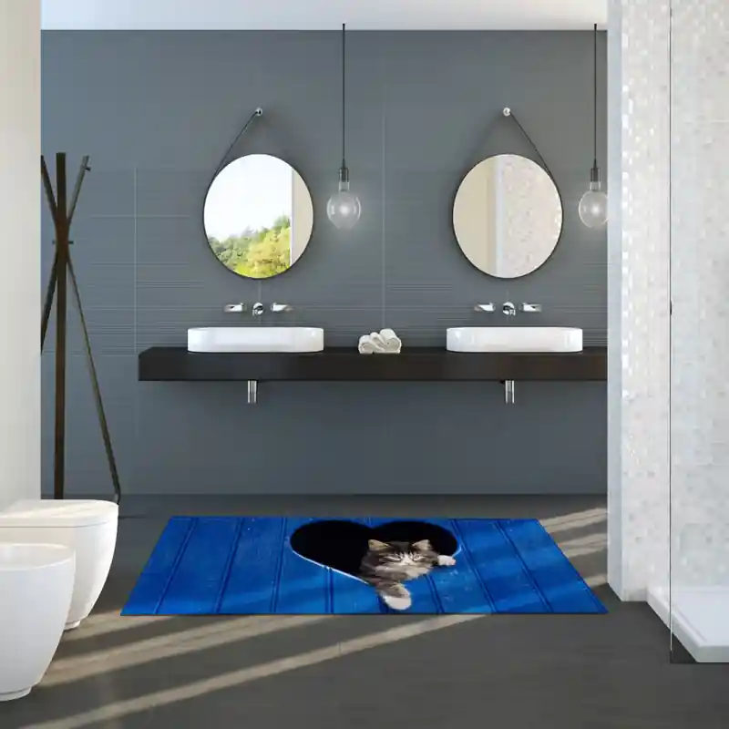 Tappeto Passatoia Salotto Cucina Bagno Lavabile Stampa Digitale Gatto British Longhair - GAT0015