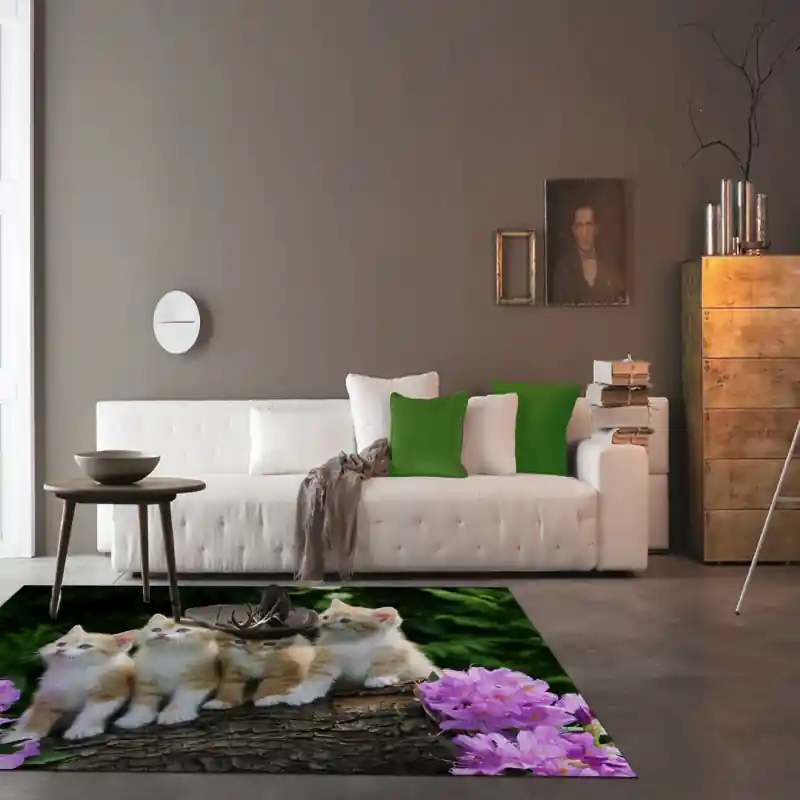 Tappeto Passatoia Salotto Cucina Bagno Lavabile Stampa Digitale Gatti Cuccioli - GAT0010