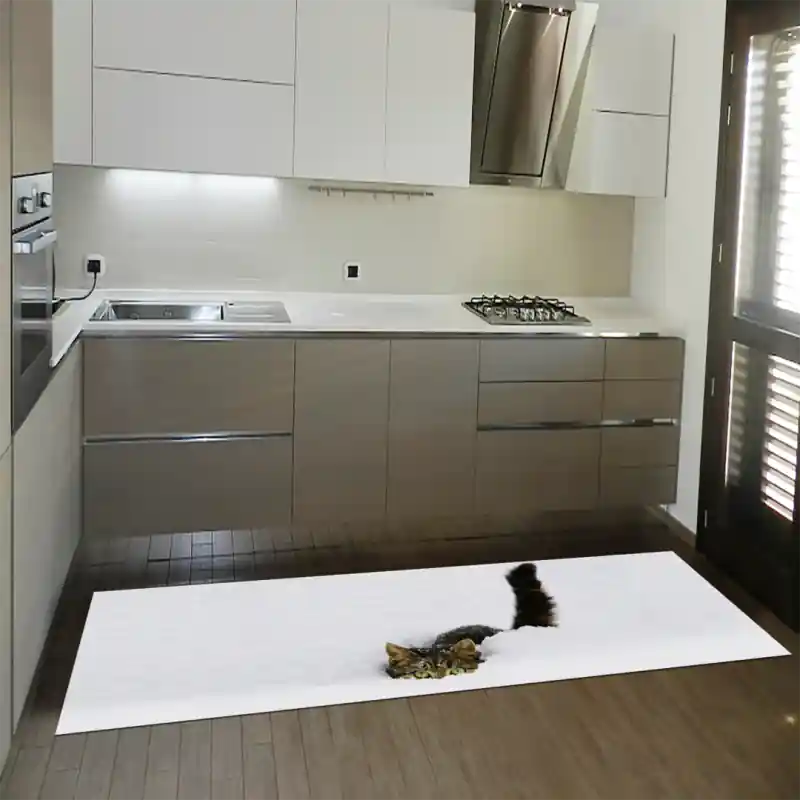 Tappeto Passatoia Salotto Cucina Bagno Lavabile Stampa Digitale Gatto Europeo Neve - GAT0008