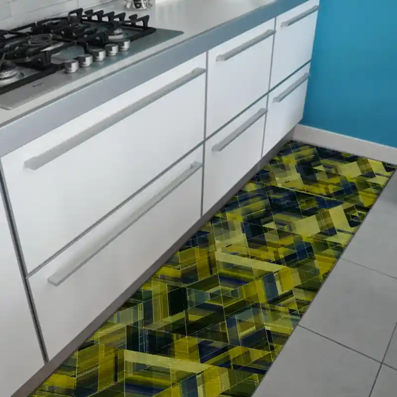 Tappeto Passatoia Salotto Cucina Bagno Lavabile Antiscivolo Moderno Geometrico Verde - MOD5005