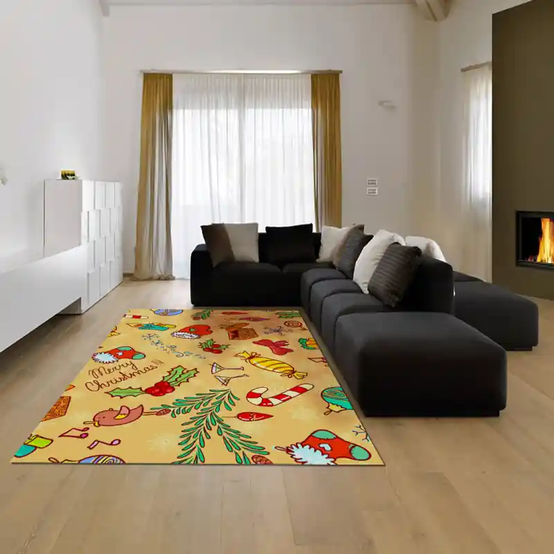 Tappeto Passatoia Salotto Cucina Bagno Lavabile Natale Cartoon Regali Calze Vischio Festa - NAT0033