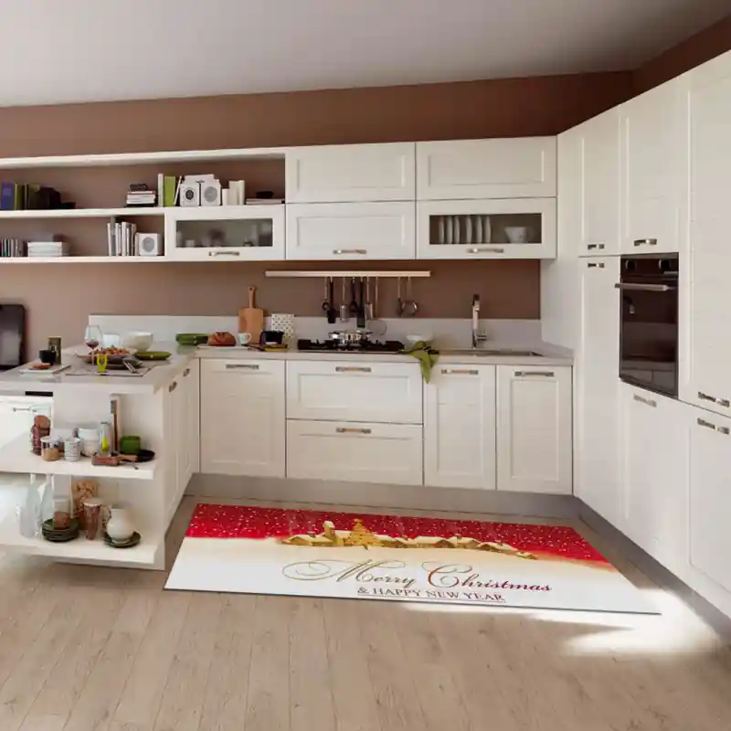 Tappeto Passatoia Salotto Cucina Bagno Lavabile Natale Marry Christmas Happy New Year Oro - NAT0028