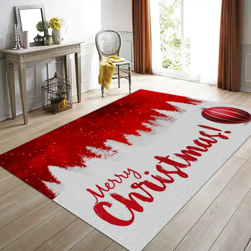 Tappeto Passatoia Salotto Cucina Bagno Lavabile Natale Marry Christmas Alberi Neve Rosso NAT0027