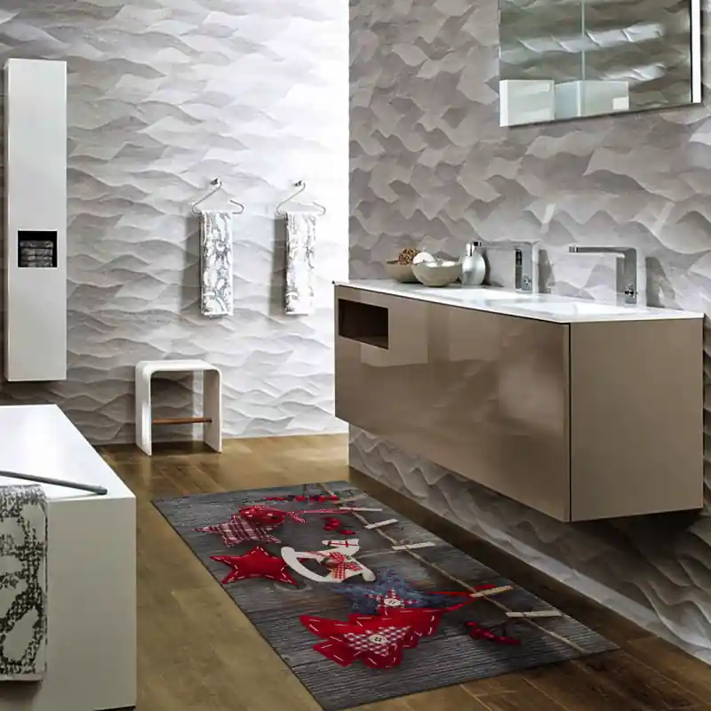 Tappeto Passatoia Salotto Cucina Bagno Lavabile Natale Decorazioni Natalizie Feltro Calore - NAT0024