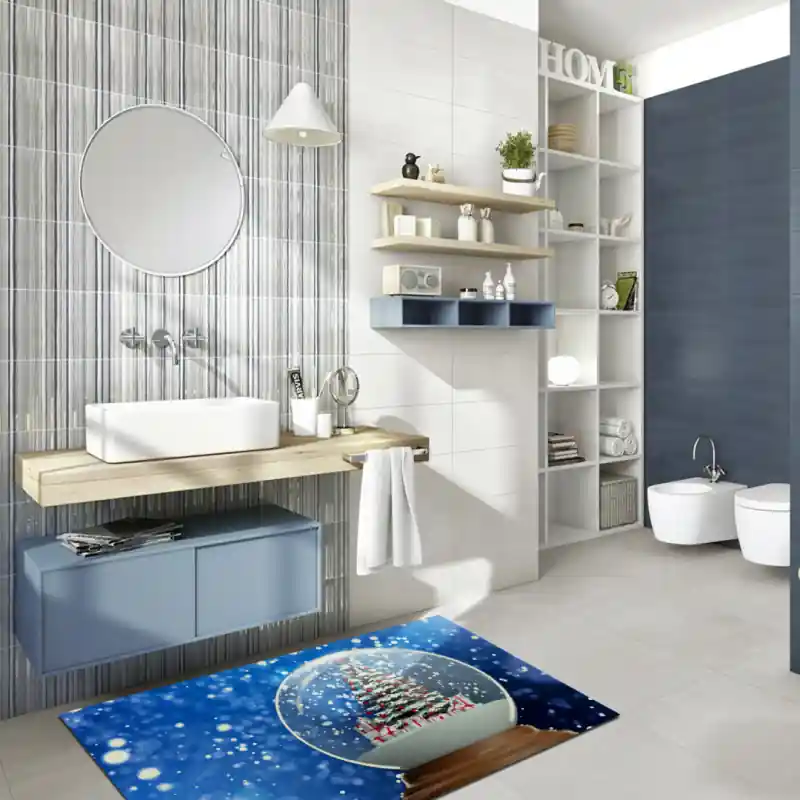 Tappeto Passatoia Salotto Cucina Bagno Lavabile Natale Palla Di Neve Albero Regali NAT0022