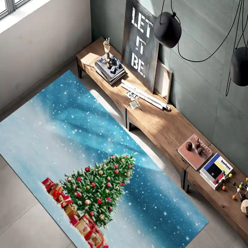 Tappeto Passatoia Salotto Cucina Bagno Lavabile Albero Di Natale Neve Regali Magia - NAT0018