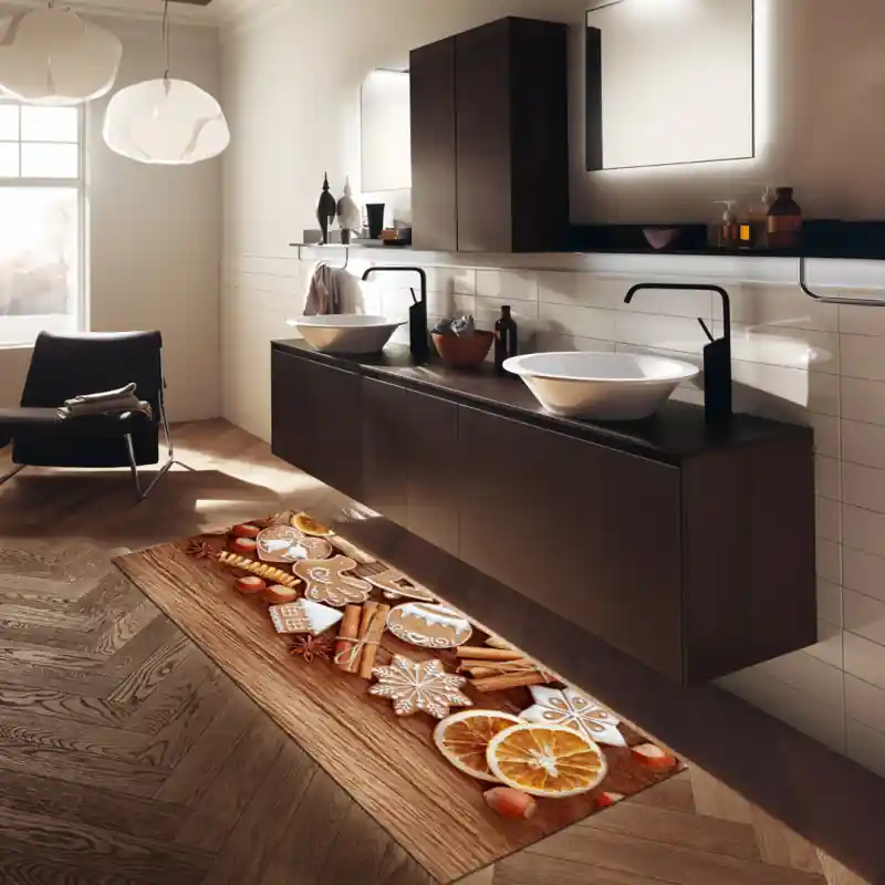 Tappeto Passatoia Salotto Cucina Bagno Lavabile Natale Profumi Pan Zenzero Cannella Arancia NAT0012