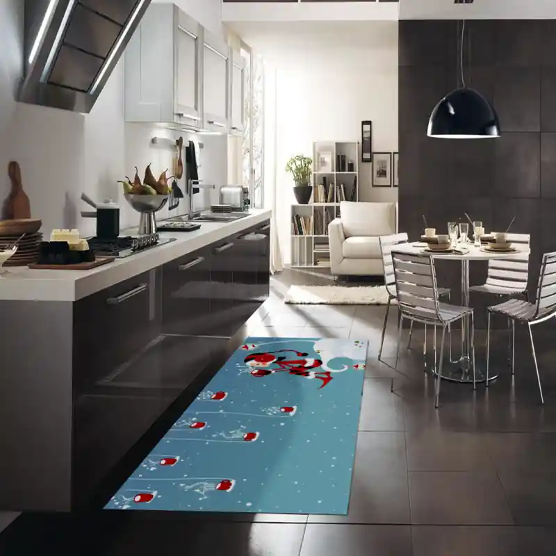 Tappeto Passatoia Salotto Cucina Bagno Lavabile Natale Inverno Freddo Elfo Cioccolata Calda NAT0005
