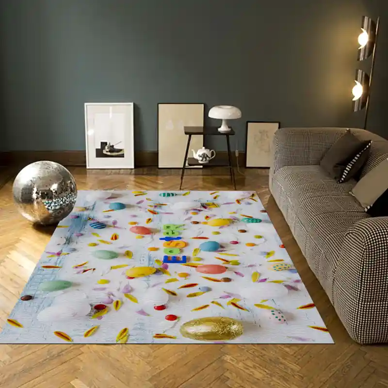 Tappeto Passatoia Salotto Cucina Bagno Lavabile Pasqua Easter Uova Colorate Petali Fiore - PA0008