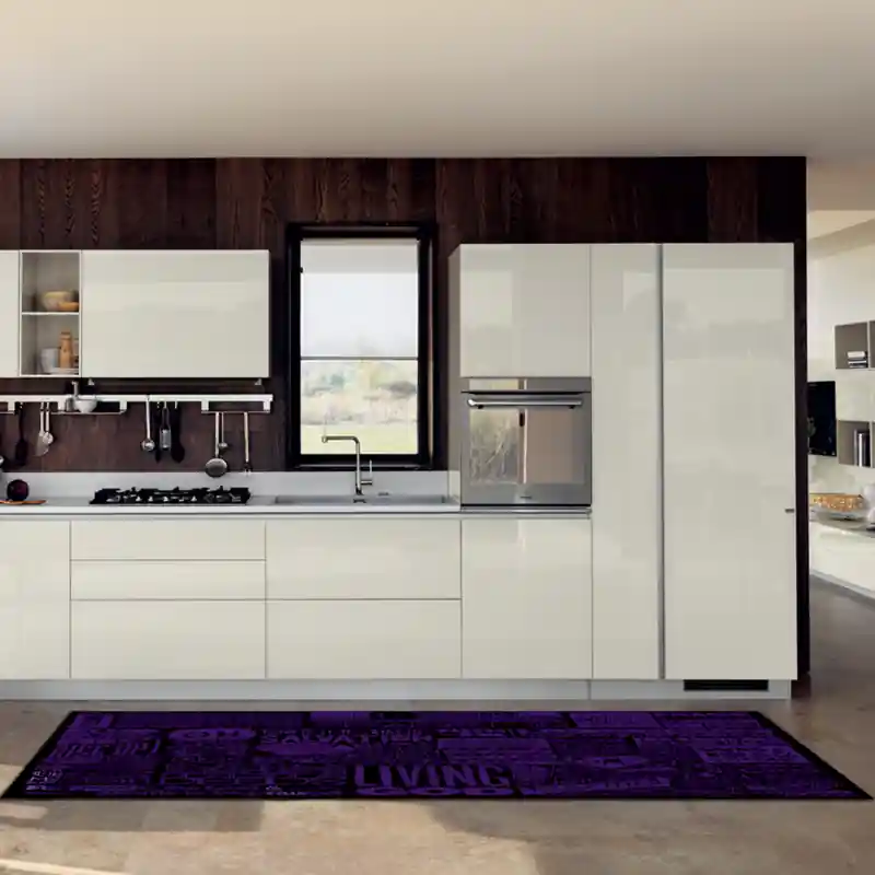 Tappeto Passatoia Salotto Cucina Bagno Lavabile Antiscivolo Moderno Scritte Viola- MOD5097