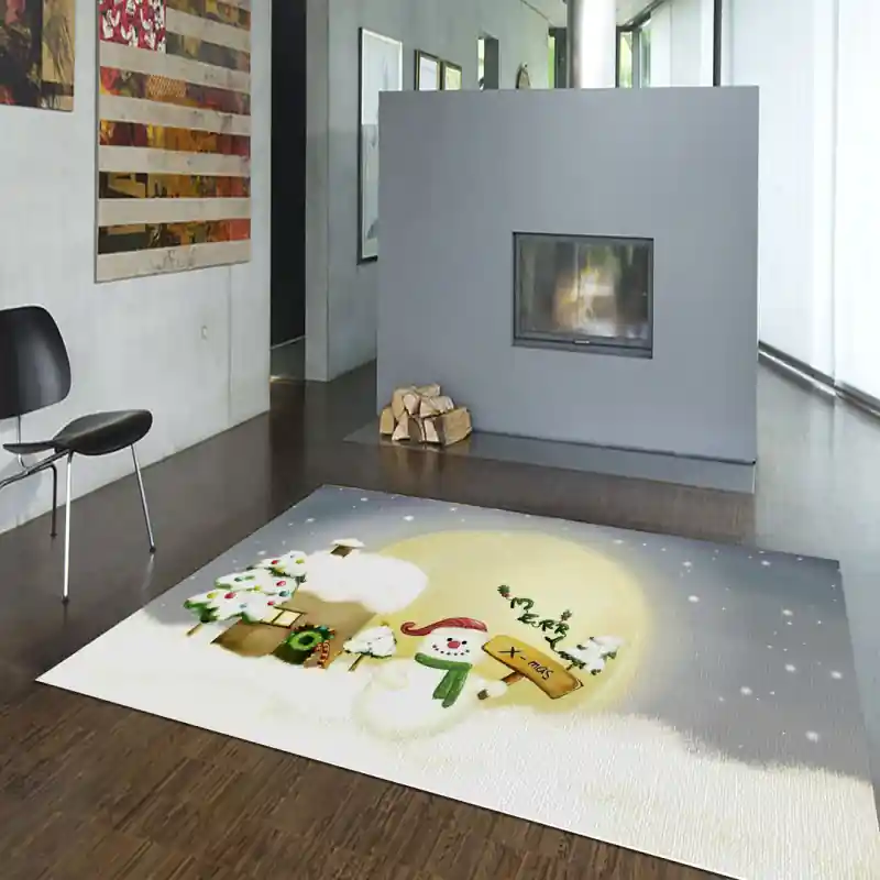 Tappeto Passatoia Salotto Cucina Bagno Lavabile Natale Pupazzo Neve Polo Nord Albero Luci - NAT0044